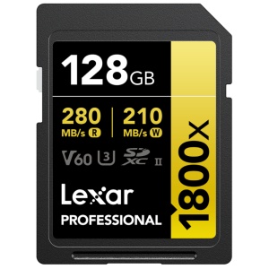 Lexar Professional 128GB, 1800x SDXC UHS-II, R280/W210, V60 - Card de Memorie