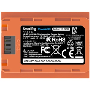 SmallRig 4969, Acumulator NP-FZ100 - 2400mAh pentru Sony, Orange