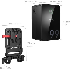 SmallRig 5047, Kit (4292 + 3016) acumulator mini V-mount VB99 6800mAh + placa de montare