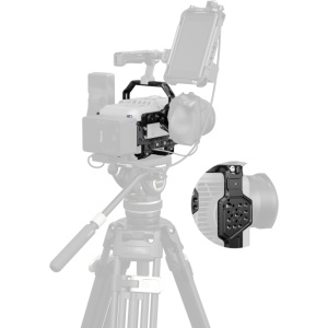 Kit cage profesional SmallRig 5801 pentru camera video Sony FX6 cu placa de baterie V-Mount si accesorii de montare