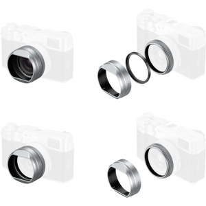 Filtru UV SmallRig 5851 cu kit de parasolar argintiu montat pe camera FUJIFILM X100VI