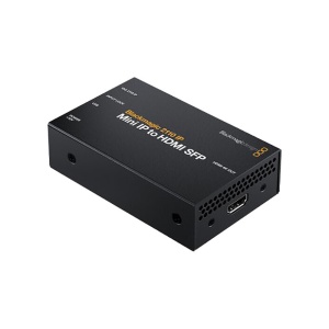 Convertor video IP compact Blackmagic 2110 IP Mini IP to HDMI SFP cu indicator led input lock si port hdmi out