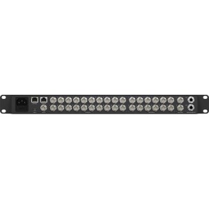 Mixer video live production profesional Blackmagic Design ATEM 2 M/E Constellation 4K vizualizare panou frontal si panou conectori spate cu 20 intrari 12G-SDI