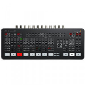 Mixer video Blackmagic Design ATEM SDI Extreme ISO cu panou de control integrat butoane iluminate si conexiuni 3G-SDI spate