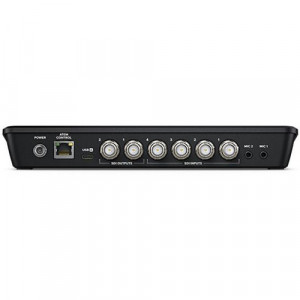 Mixer video de productie live Blackmagic Design ATEM SDI cu butoane iluminate si panou de conexiuni 3G-SDI spate