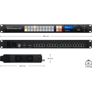 Switch de retea broadcast Blackmagic Design Ethernet Switch 360P cu panou de control frontal si display LCD color