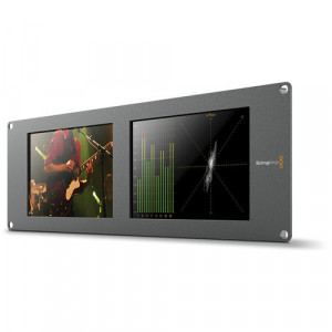 Monitor dublu de rack Blackmagic Design SmartScope Duo 4K cu afisaj waveform si conexiuni 6G-SDI pe panoul din spate