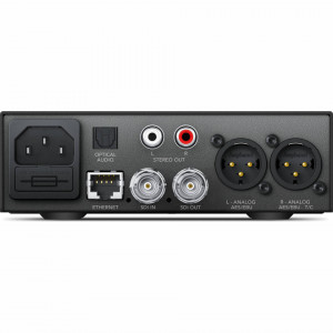 Convertor Blackmagic Design Teranex Mini SDI to Audio 12G cu porturi XLR, RCA si conexiuni 12G-SDI frontale si posterioare