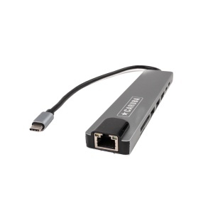 Caruba CUSB 10, Hub USB-C 8-in-1, 2x USB A + 1x HDMI 4K/30Hz + 1x RJ45 100Mbps + SD/Micro SD