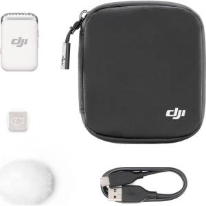 DJI Mic 2, TX 2.4 GHz, Transmitator/Recorder Clip-On, cu microfon incorporat, Alb