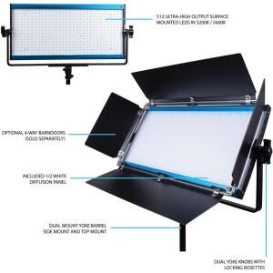 Dracast X Series LED1000, Panou LED Bi-Color, 43.2 x 20.5 cm, 70W