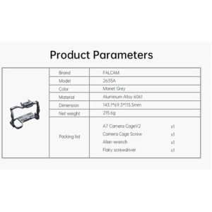 Falcam F2635A, F223850, Cage Quick Release pentru Sony A7M3  A7S3  A7R4  A1