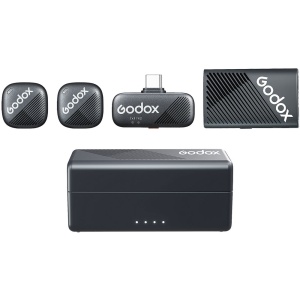 Godox Cube-C Combo Kit 2, Sistem Wireless Microfon 2 TX + 1 RX, USB-C, Lightning, TRS, 2.4Ghz