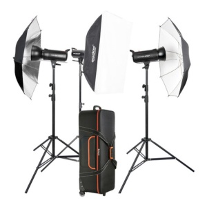 Godox SK400II-D, Kit 3 Blițuri SK400II, cu stative, softbox și umbrele