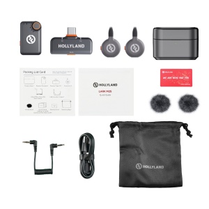 Hollyland Lark M2S Mini Combo, Sistem microfon lavalier wireless cu montare pe camera si receptor plug-in USB-C