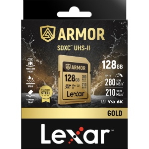 Lexar ARMOR GOLD 128GB, SDXC UHS-II, R280W205, V60, U3, IP68 - Card de Memorie