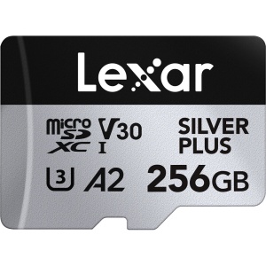 Lexar microSDXC Silver Plus 256GB, 1066x UHS-I/U3/A2/4K, R205/W150 (V30) - Card de memorie pentru 4K UHD