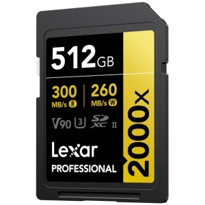 Lexar Professional 512GB, 2000x SDXC UHS-II, R300W260, V90 - Card de Memorie