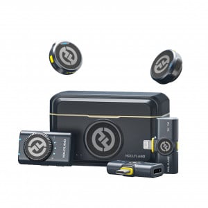 Microfon lavaliera wireless Hollyland Lark M2 Combo (USB-C, Lightning, Camera), 48KHz 24Bit, 300m, Light Charcoal