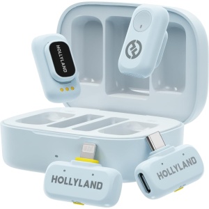 Sistem microfon wireless Hollyland LARK A1 Combo Sky Blue (USB-C + Lightning)
