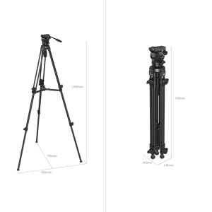 SmallRig 4685, AD-50, Kit trepied din carbon, 73-163 cm, cu cap fluid