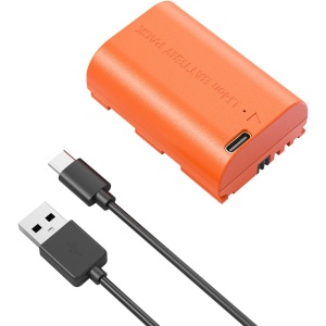 SmallRig 4968, Acumulator LP-E6NH 2400mAh reincarcabil cu USB-C, Orange