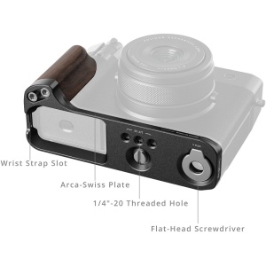 SmallRig 5266, Placa de montare in forma de L cu maner din lemn pentru FUJIFILM GFX100RF Negru