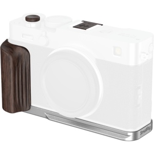 SmallRig 6236 Placă de montare în formă de L cu mâner din lemn pentru FUJIFILM X-E5 (abanos, argintiu)