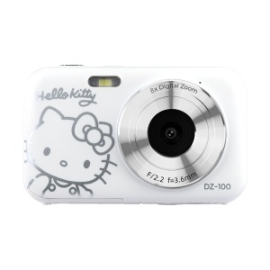 YASHICA x Hello Kitty DZ-100 , Camera digitala Alba, 8 MP, zoom 8x, F/2.2, 3.6mm
