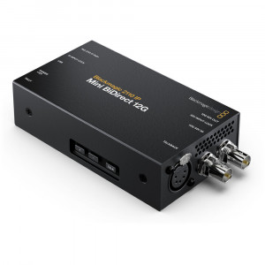 Convertor profesional bidirecțional Blackmagic Design 2110 IP Mini BiDirect 12G cu conexiuni 12G-SDI, port 10G Ethernet RJ45 si mufa talkback XLR 5 pini