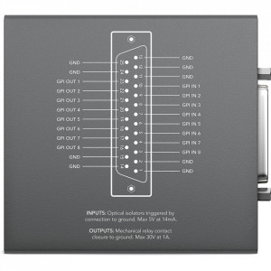 Interfata Blackmagic Design GPI and Tally Interface cu port contact closure si conexiuni ethernet