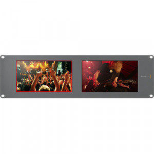 Monitor dublu de rack Blackmagic Design SmartScope Duo 4K cu afisaj waveform si conexiuni 6G-SDI pe panoul din spate