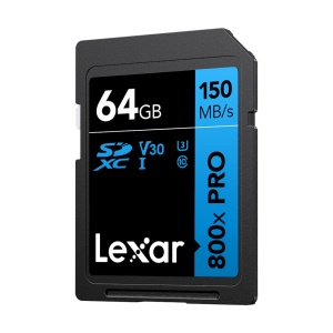 Card de Memorie 64GB, Lexar SDXC 800x Pro UHS-I cards, C10 (V30) U3, R150 MB/s