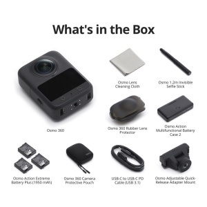 DJI Osmo 360 Adventure Combo, Kit Camera de actiune 360° cu 3 acumulatori si selfie stick
