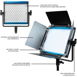 Dracast X Series LED500, Panou LED RGB, 20.3 x 20.3 cm, 35W