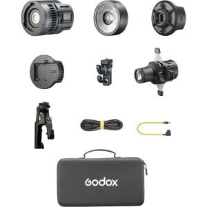 Godox RS60R 1K, Kit lampa LED RGB cu grip si accesoriu de proiectie