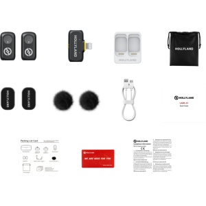 Hollyland Lark A1 Mini Duo Lightning, Sistem microfon wireless, 2 persoane, 2.4 GHz, culoare Space Gray