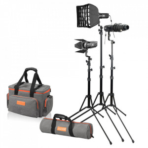 Kit 3 Lumini LED Godox S30-D Focusing cu Accesorii Profesionale