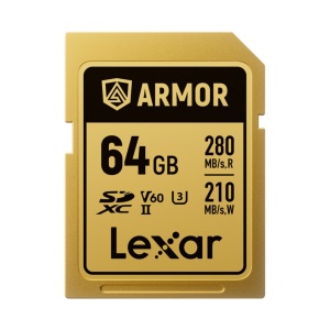 Lexar ARMOR GOLD 64GB, SDXC UHS-II, R280/W205, V60, U3, IP68 - Card de Memorie