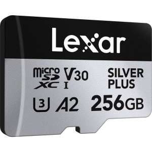 Lexar microSDXC Silver Plus 256GB, 1066x UHS-I/U3/A2/4K, R205/W150 (V30) - Card de memorie pentru 4K UHD
