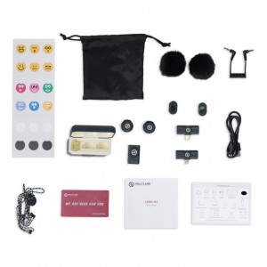 Microfon lavaliera wireless Hollyland Lark M2 Combo (USB-C, Lightning, Camera), 48KHz 24Bit, 300m, Light Charcoal