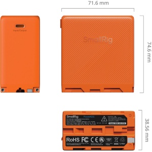 SmallRig 4576 Acumulator NP F970 10,500mAh, Orange, incarcare USB-C