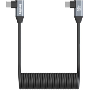 SmallRig 4793, Cablu USB-C 3.2 Gen 2x2, unghi drept la unghi drept, spiralat, 35cm