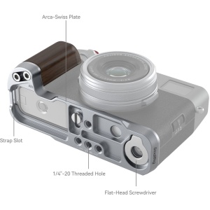 SmallRig 4804 Silver, Grip L din lemn pentru FUJIFILM X100VI si X100V