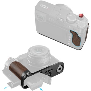 SmallRig 5266, Placa de montare in forma de L cu maner din lemn pentru FUJIFILM GFX100RF Negru