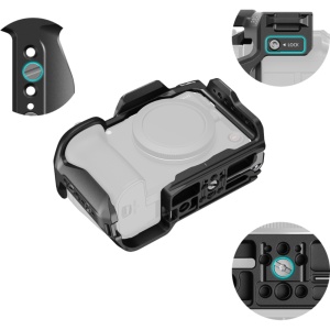 Cage SmallRig 6372 cu sistem quick release HawkLock montat pe camera Canon EOS R6 V