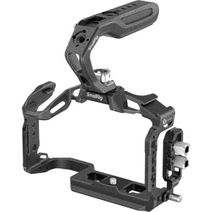 Kit cage profesional SmallRig 6652 Black Mamba pentru camera video Canon EOS R6 Mark II cu maner superior si clema de cablu incorporata