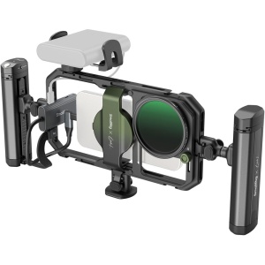 Kit rig profesional video SmallRig x Brandon Li 4596 pentru smartphone cu cage universal, mânere rotative, filtru VND și hub USB-C