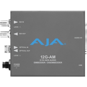 AJA 12G-AM-T, Audio Embedder/Disembedder 12G-SDI, 8-Ch AES cu LC Fiber Tx SFP