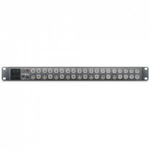 Sistem de intercom si conversie 12G-SDI Blackmagic Design ATEM Talkback Converter 4K montat in rack cu butoane frontale si conexiuni BNC pe panoul spate